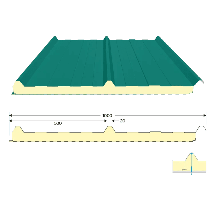 Çelik çatı sandviç panel yalıtım detayı